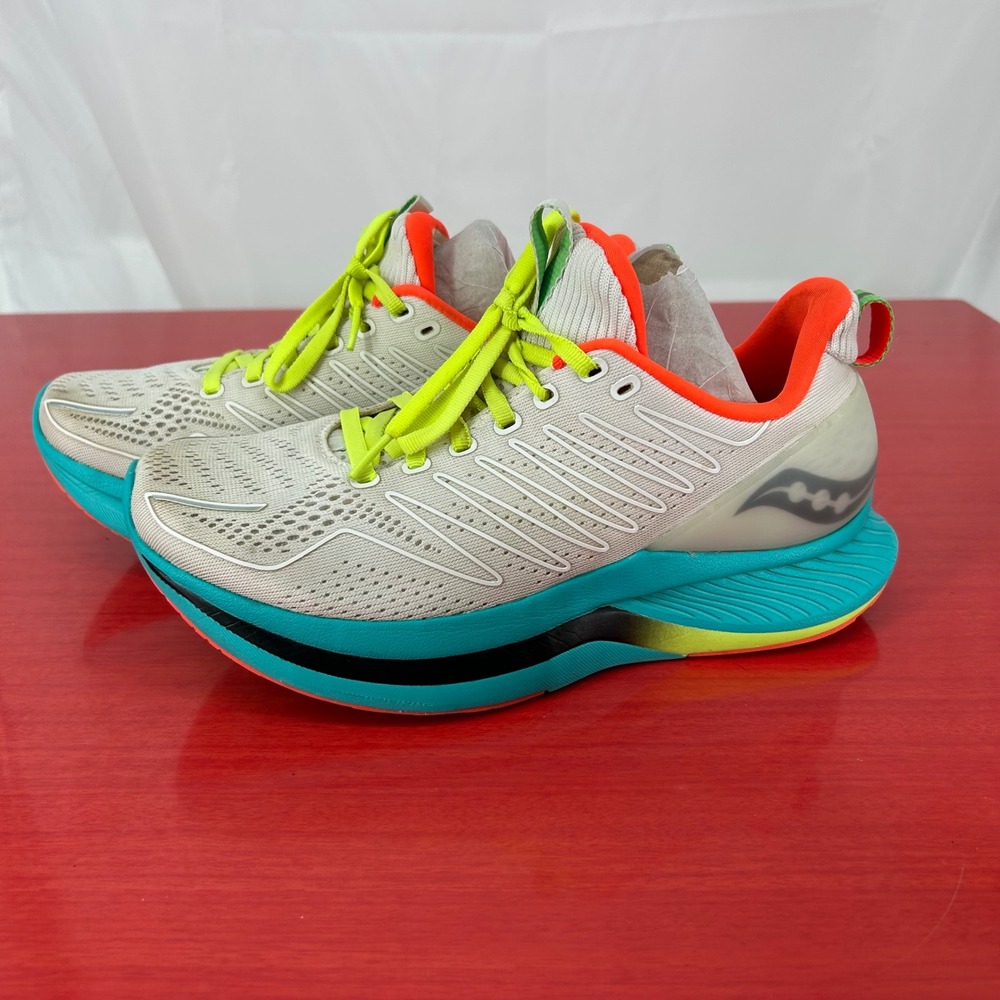 Saucony Athletic Shoes in Beige and Neon Colors